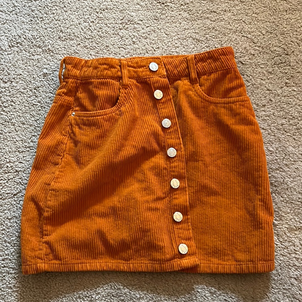 Zara Burnt Orange Corduroy Skirt